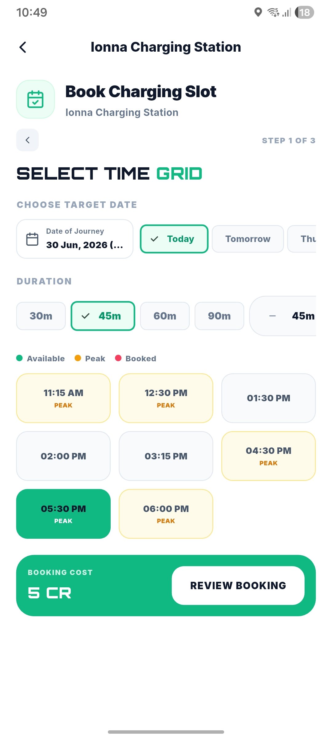 ChargeXFinder App - Instant booking screen showing slot confirmation